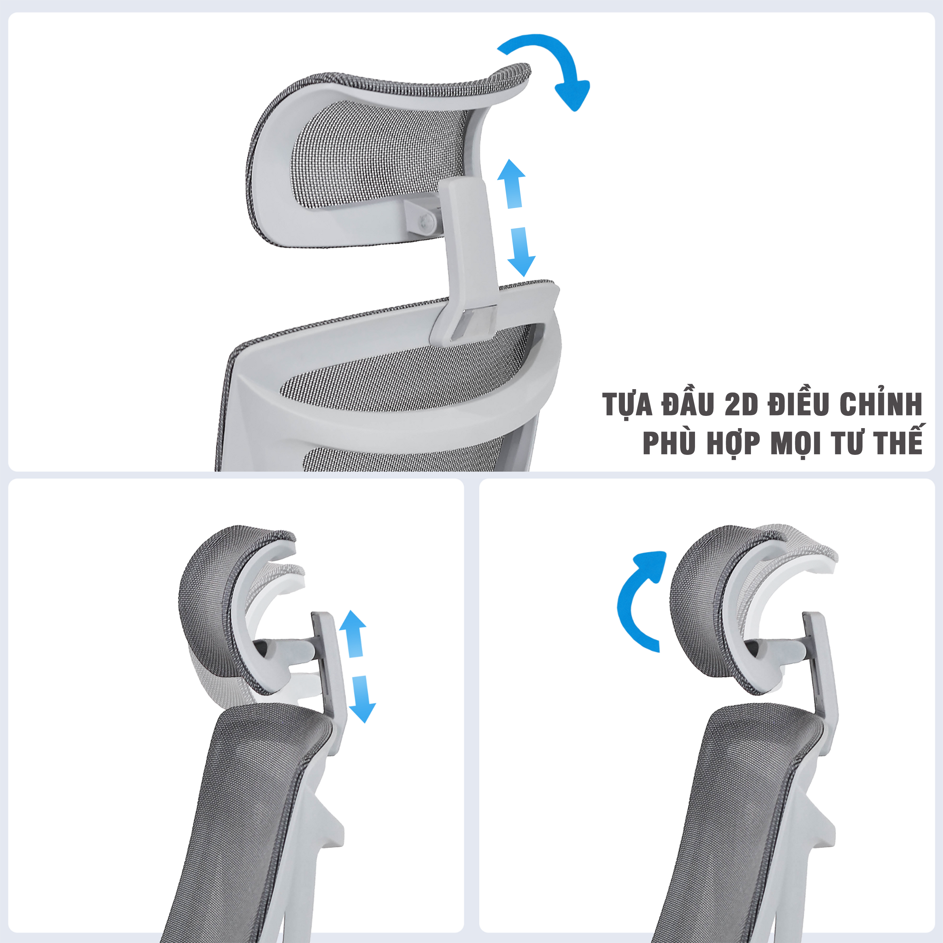  Điều chỉnh ngã lưng theo 3 cấp độ kết hợp cùng mâm ghế trượt 5 cm thoải mái